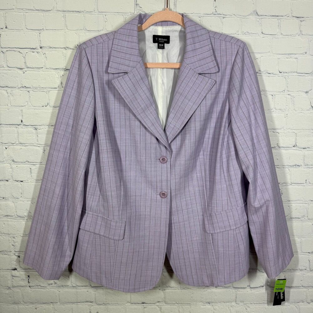 Y2K Milano Lavender Pinstripe Blazer and Pants Suit - Picture 11 of 16
